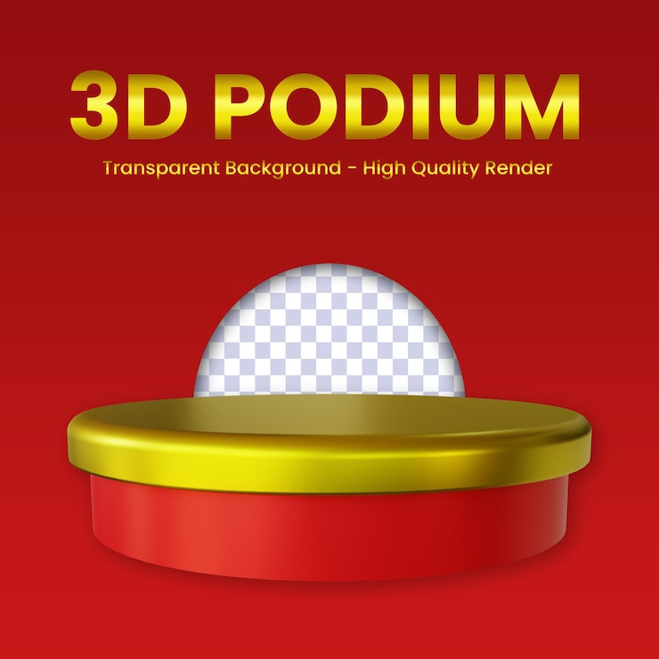 PSD representación 3d realista del podio rojo y dorado
