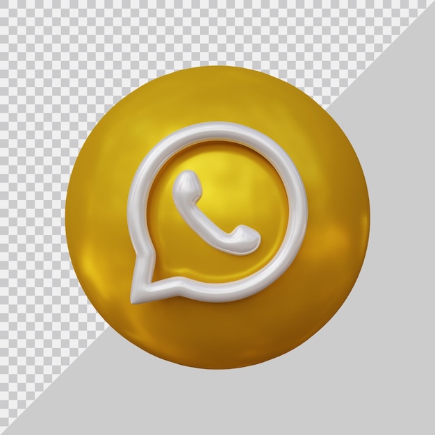 Representación 3d de las redes sociales del icono de whatsapp con estilo moderno