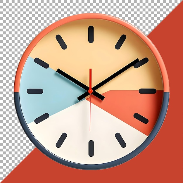 PSD representación 3d de un reloj colorido sobre fondo transparente generado por ai