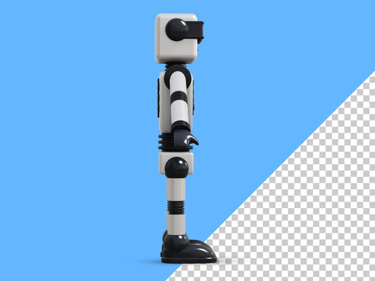 PSD representación 3d del robot androide blanco.