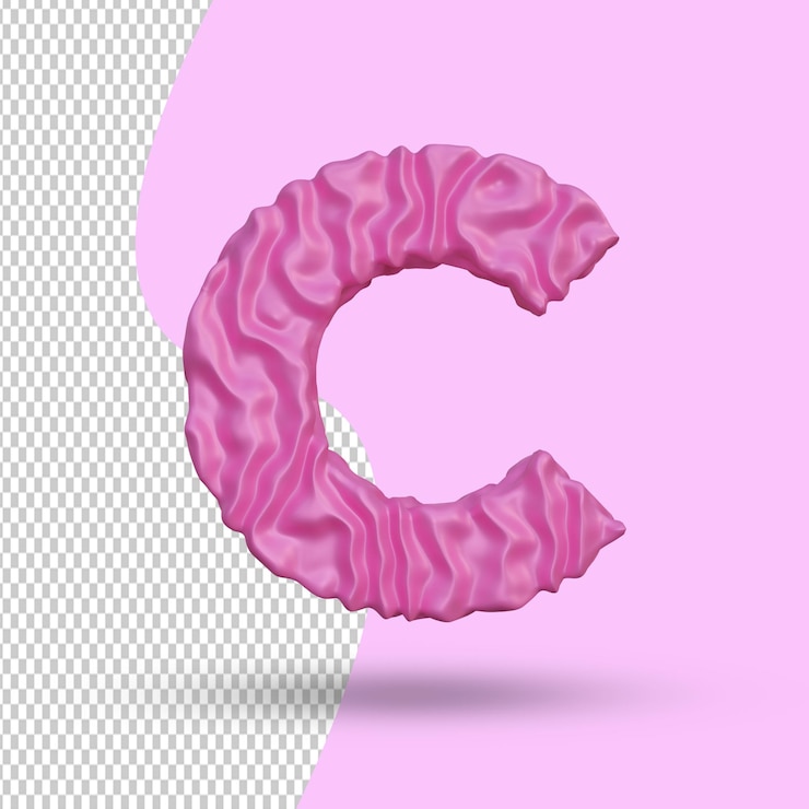 PSD representación 3d rosa alfabeto c letra creativa premium psd premium psd