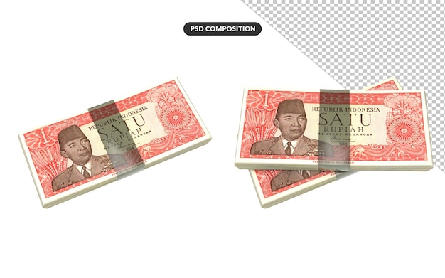 Representación 3d de rupia indonesia antigua psd premium