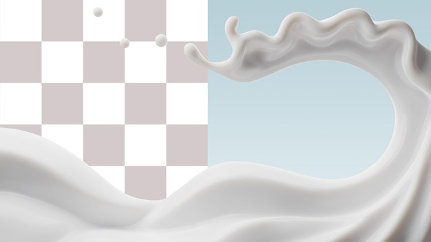 Representación 3d de salpicaduras de leche psd