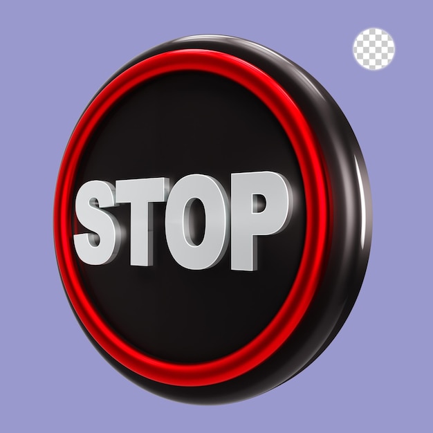 Representación 3d de la señal de stop en placa negra