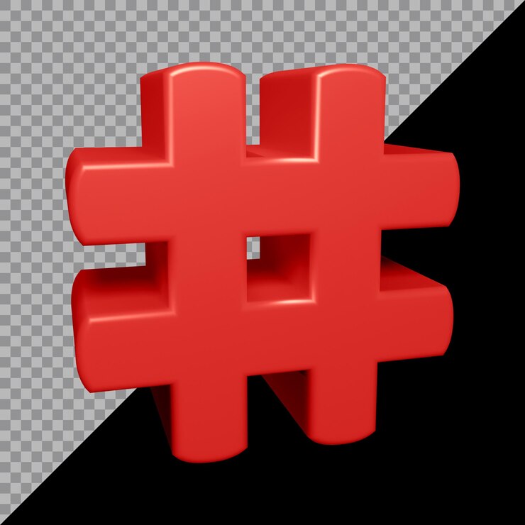 PSD representación 3d del símbolo hashtag