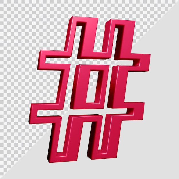 Representación 3D del símbolo hashtag