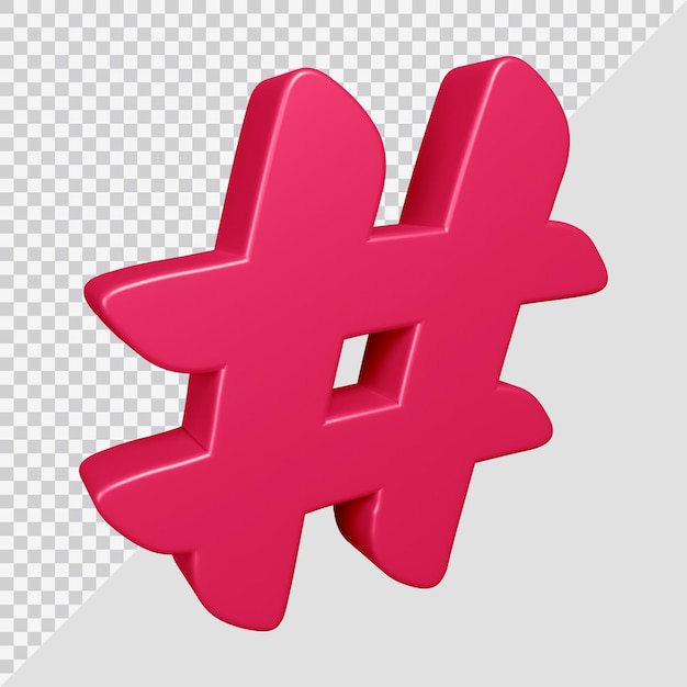 PSD representación 3d del símbolo hashtag