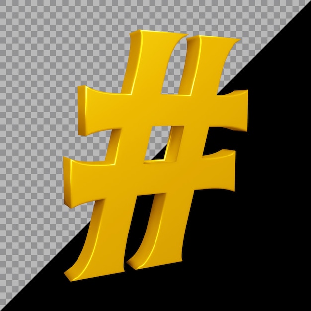 Representación 3D del símbolo hashtag