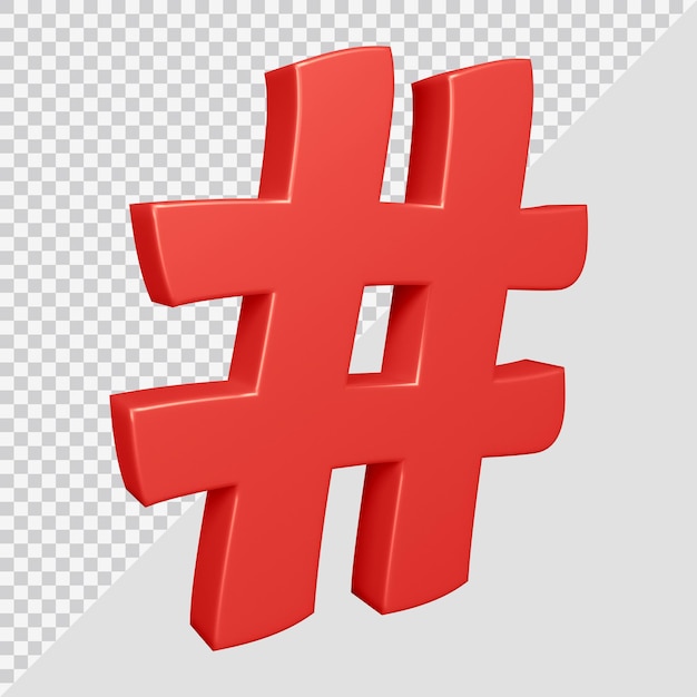 Representación 3D del símbolo hashtag