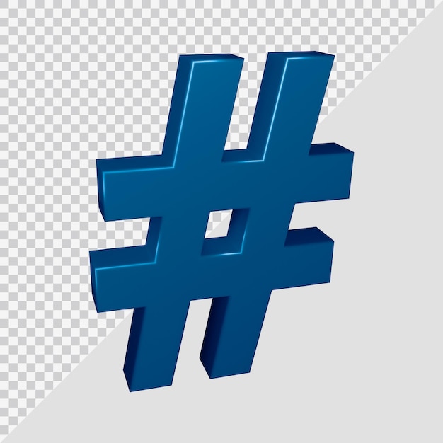 Representación 3D del símbolo hashtag