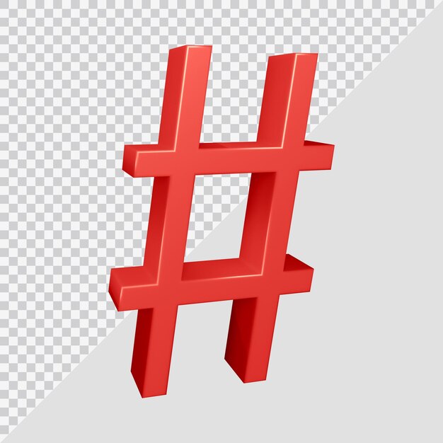 PSD representación 3d del símbolo hashtag