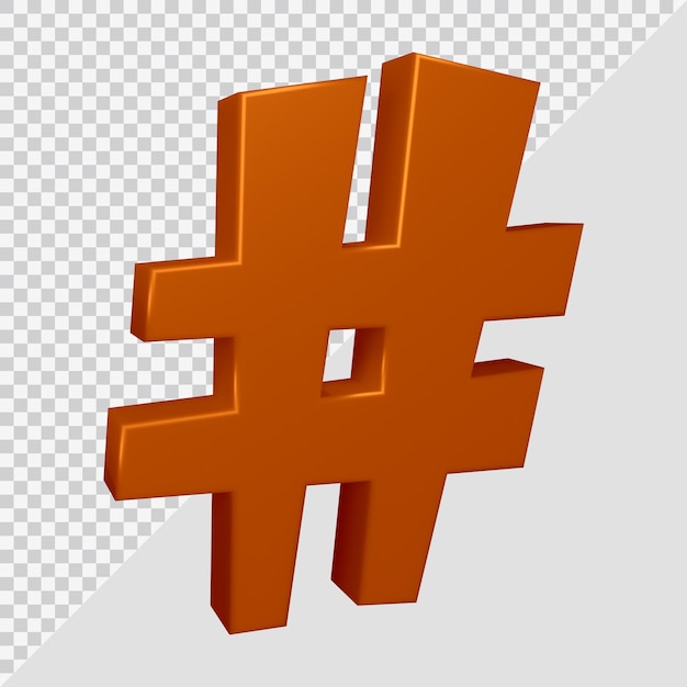 Representación 3D del símbolo hashtag