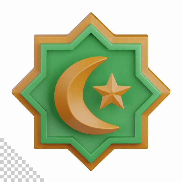 Representación 3d del símbolo del islam aislado útil para la religión musulmana ramadan kareem eid al fitr design