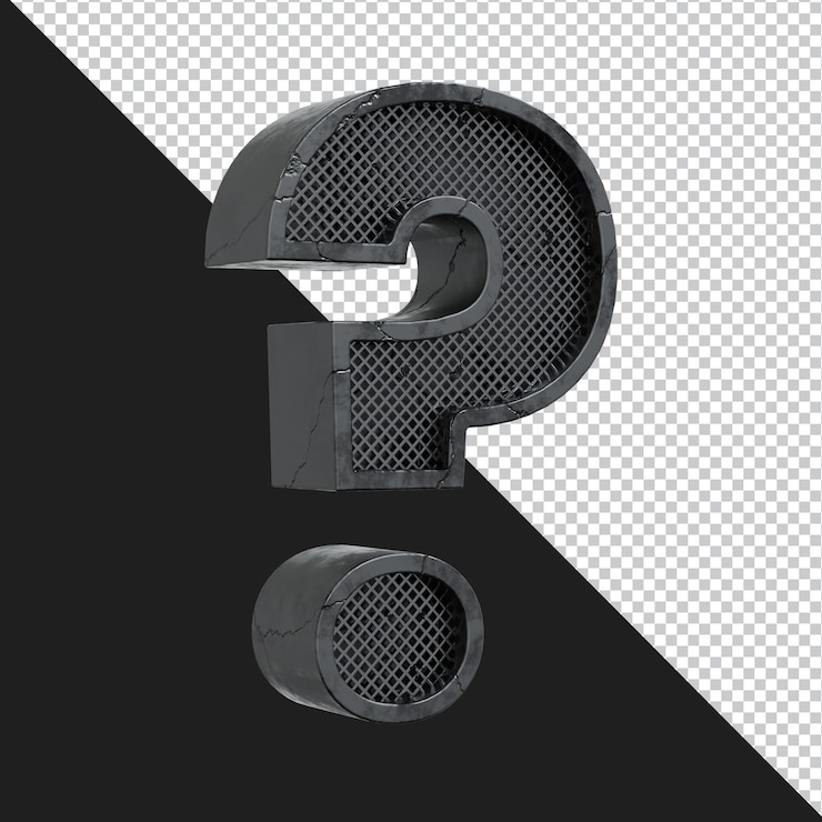 PSD representación 3d del símbolo del signo de interrogación del alfabeto aislado