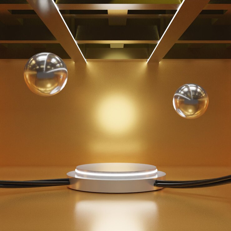 PSD representación 3d simple podio blanco vacío sobre fondo dorado