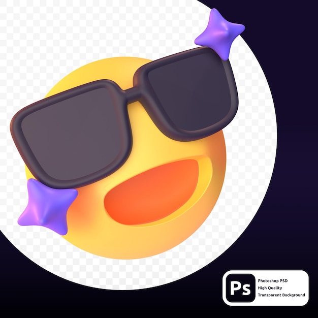 PSD representación 3d de smile emoji para presentación o web de activos gráficos
