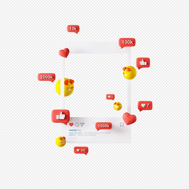 Representación 3d SNS, servicio de redes sociales, fondo de influencia