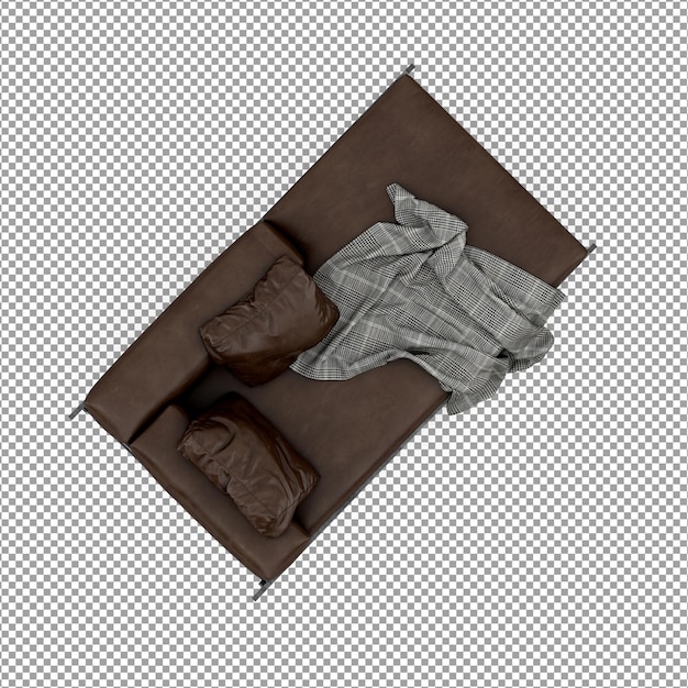 Representación 3D de sofá minimalista aislado