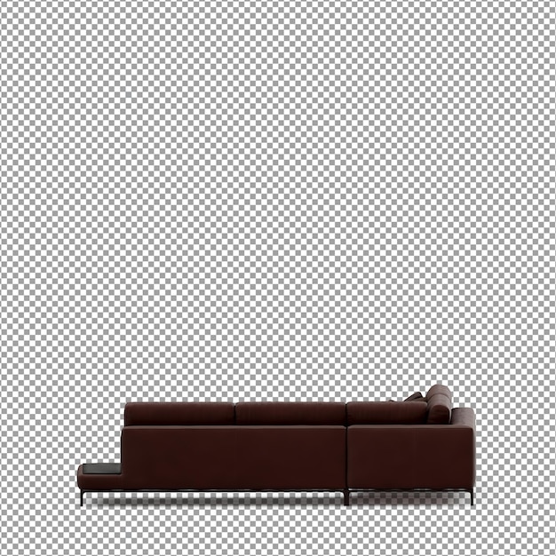 Representación 3D de sofá minimalista aislado