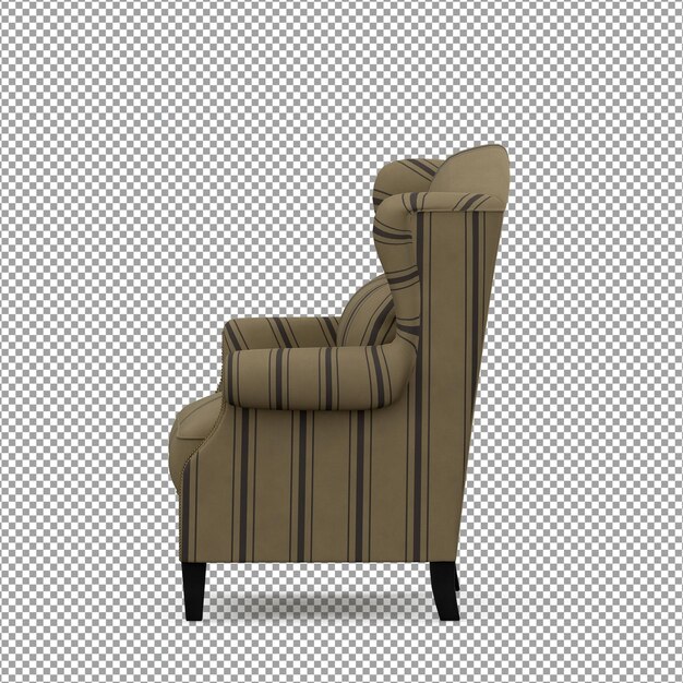 Representación 3D de sofá minimalista aislado