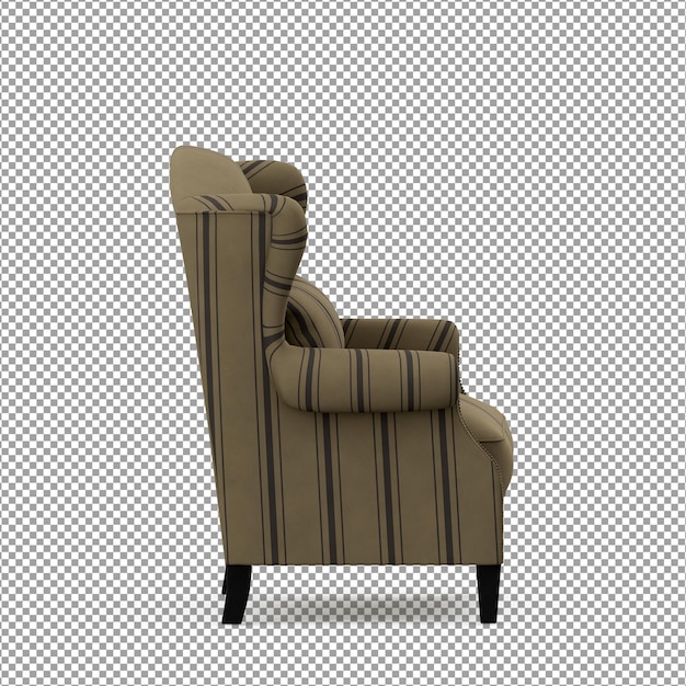Representación 3D de sofá minimalista aislado