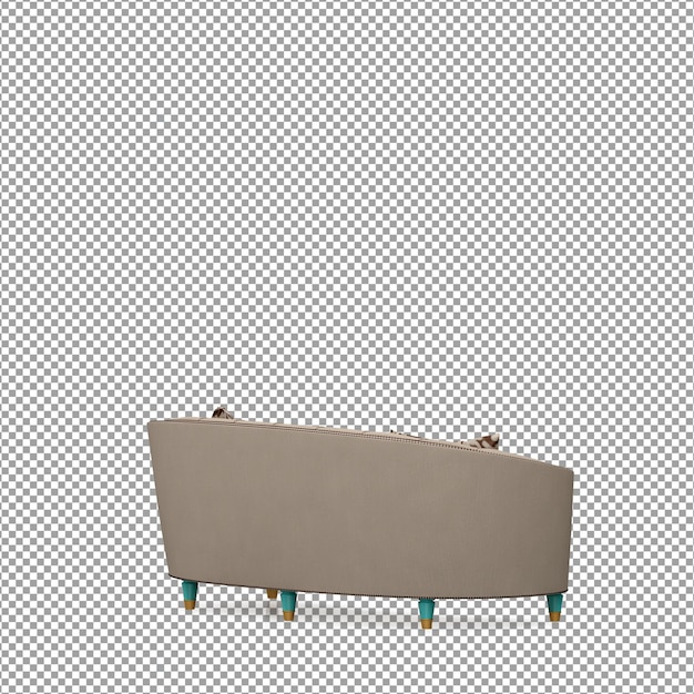 Representación 3d de sofá minimalista aislado