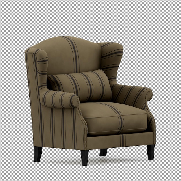 Representación 3D de sofá minimalista aislado