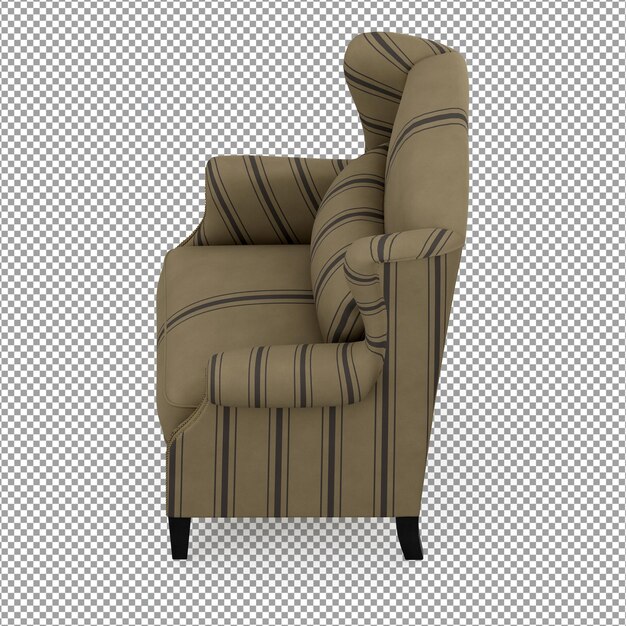 Representación 3D de sofá minimalista aislado