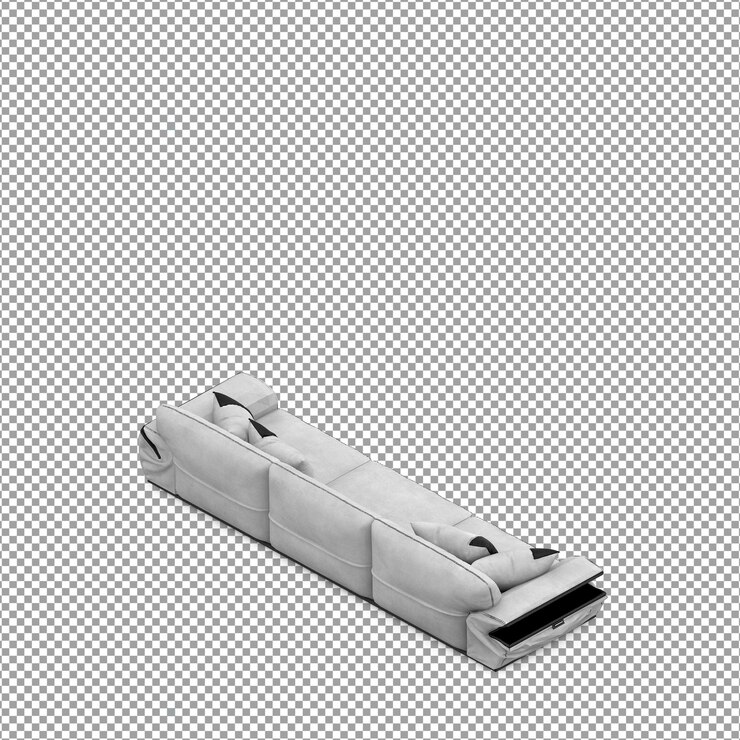 PSD representación 3d de sofá minimalista aislado