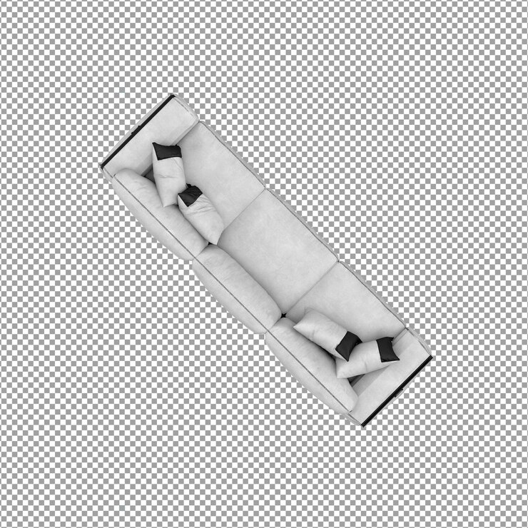 PSD representación 3d de sofá minimalista aislado