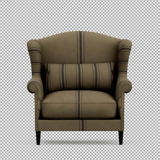 Representación 3D de sofá minimalista aislado