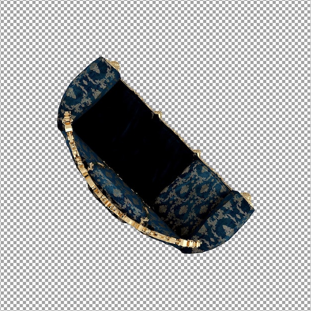 Representación 3D de sofá minimalista aislado