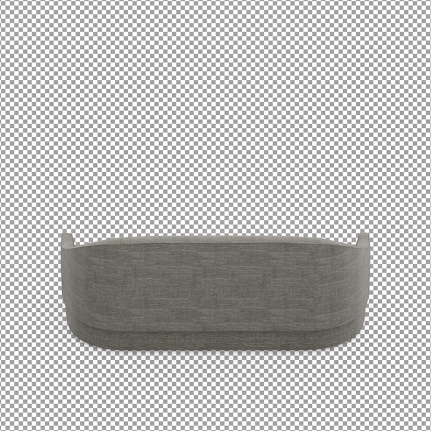 Representación 3D de sofá minimalista aislado