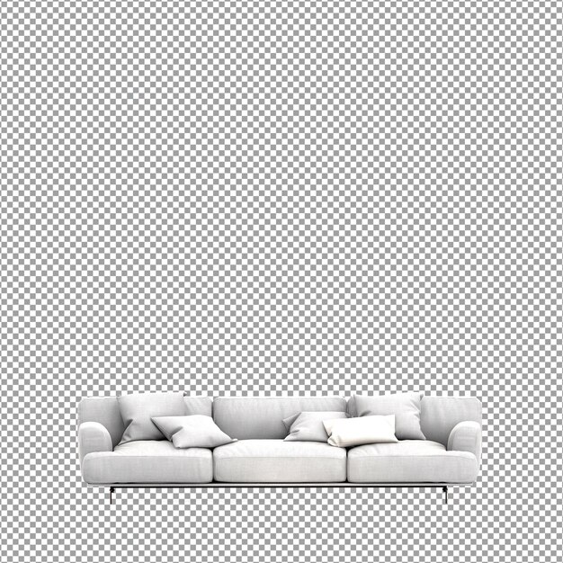 Representación 3D de sofá minimalista aislado