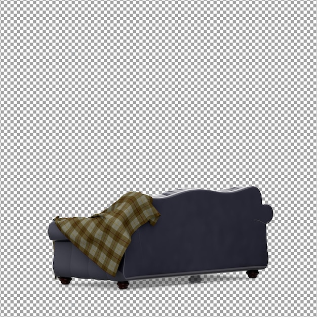 Representación 3D de sofá minimalista aislado