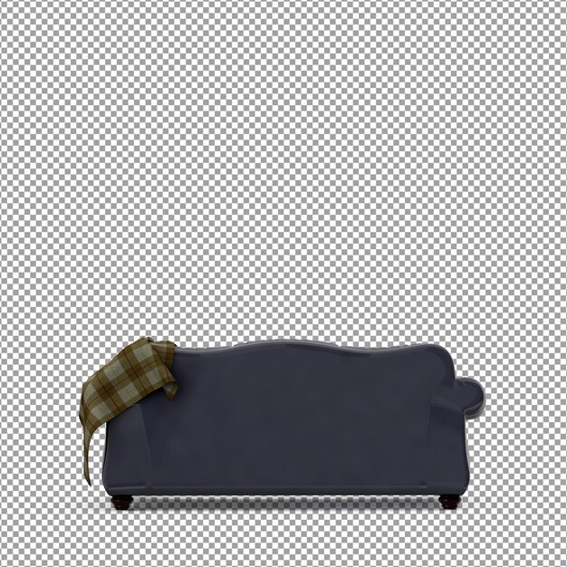 Representación 3D de sofá minimalista aislado