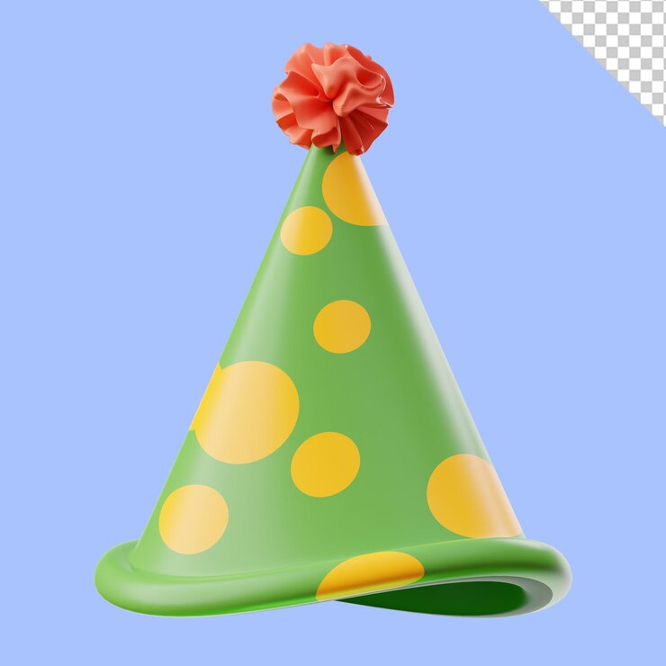 PSD representación 3d de sombrero de fiesta para fiesta de cumpleaños