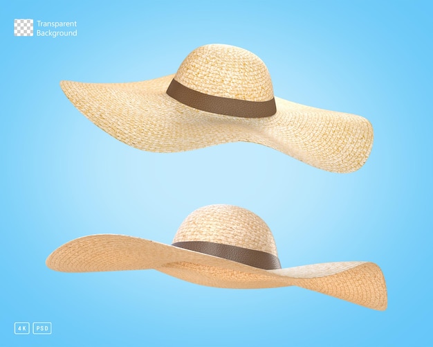 Representación 3d sombrero para el sol vista de ángulo diferente