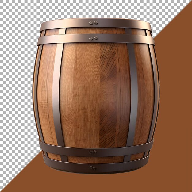 Representación 3d de un tambor de madera de vino sobre fondo transparente generado por ai