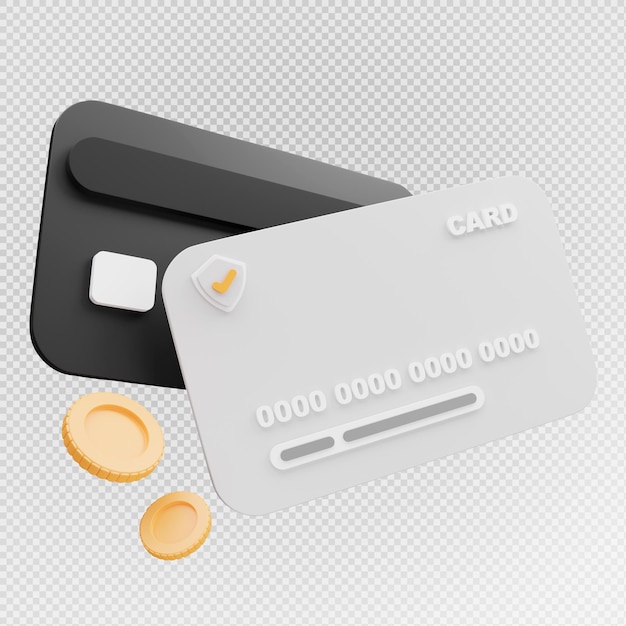 Representación 3d de tarjeta de crédito con concepto de pago