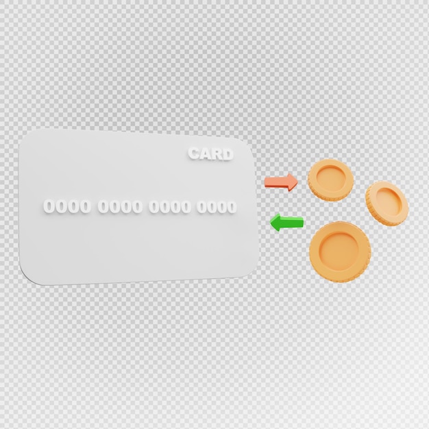 PSD representación 3d de tarjeta de crédito con concepto de pago