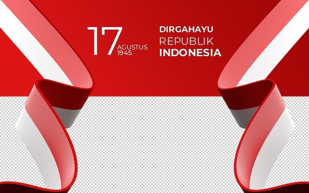 PSD representación 3d de la tarjeta de felicitación del día de la independencia feliz de indonesia del 17 de agosto