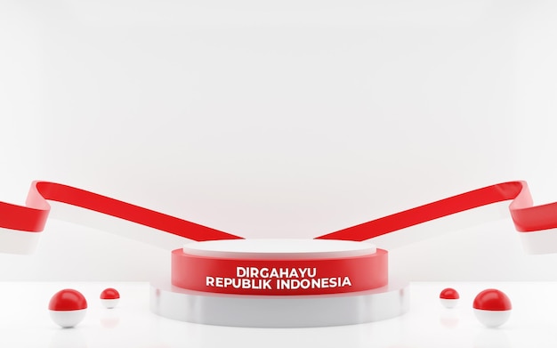 PSD representación 3d de la tarjeta de felicitación del día de la independencia feliz de indonesia del 17 de agosto