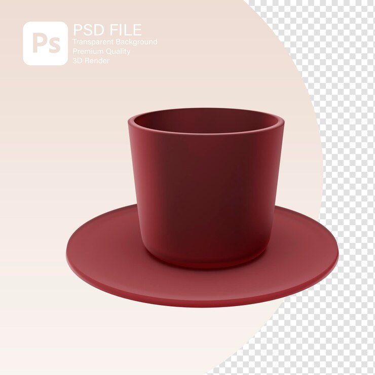 PSD representación 3d de la taza de café de color magenta 3d