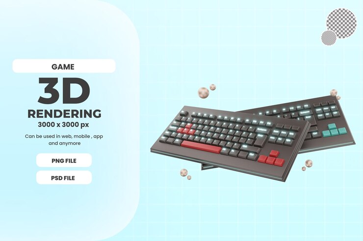 PSD representación 3d teclado juego icono objeto premium psd