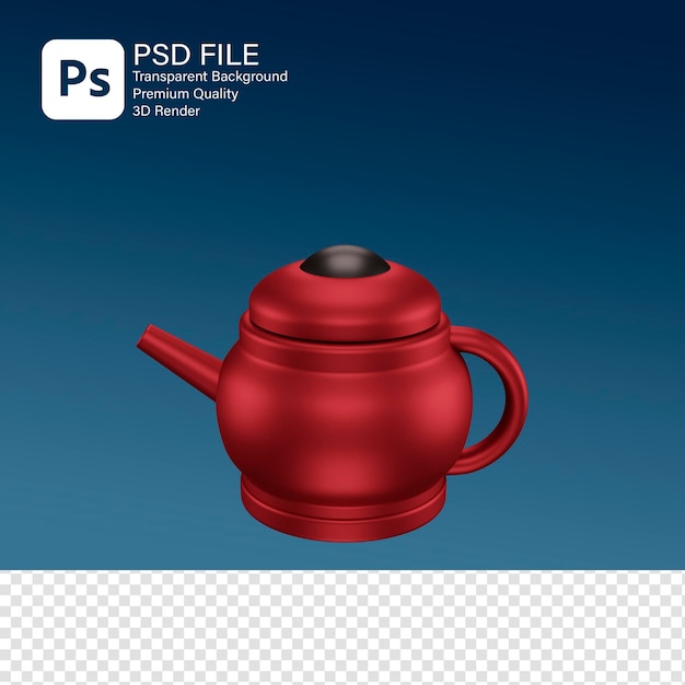 PSD representación 3d de tetera roja