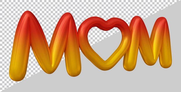 Representación 3d del texto de mamá con estilo moderno
