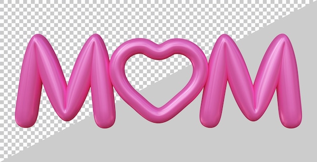 Representación 3d del texto de mamá con estilo moderno