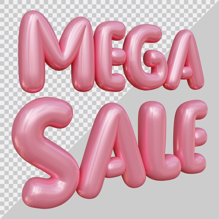 PSD representación 3d de texto de mega venta con estilo moderno