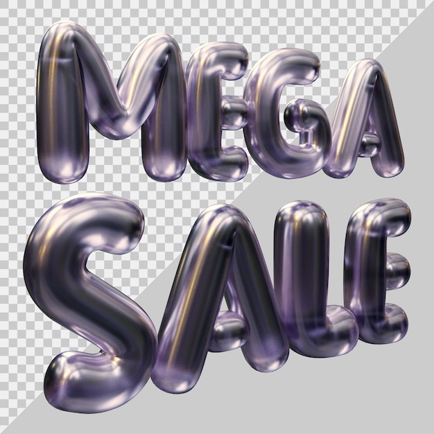 Representación 3d de texto de mega venta con estilo moderno